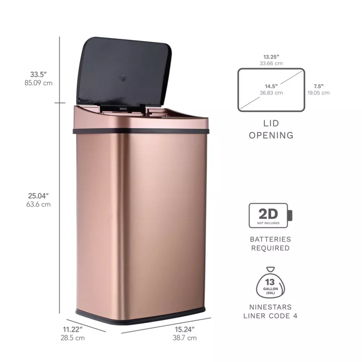 13-Gal Touchless Trash Can