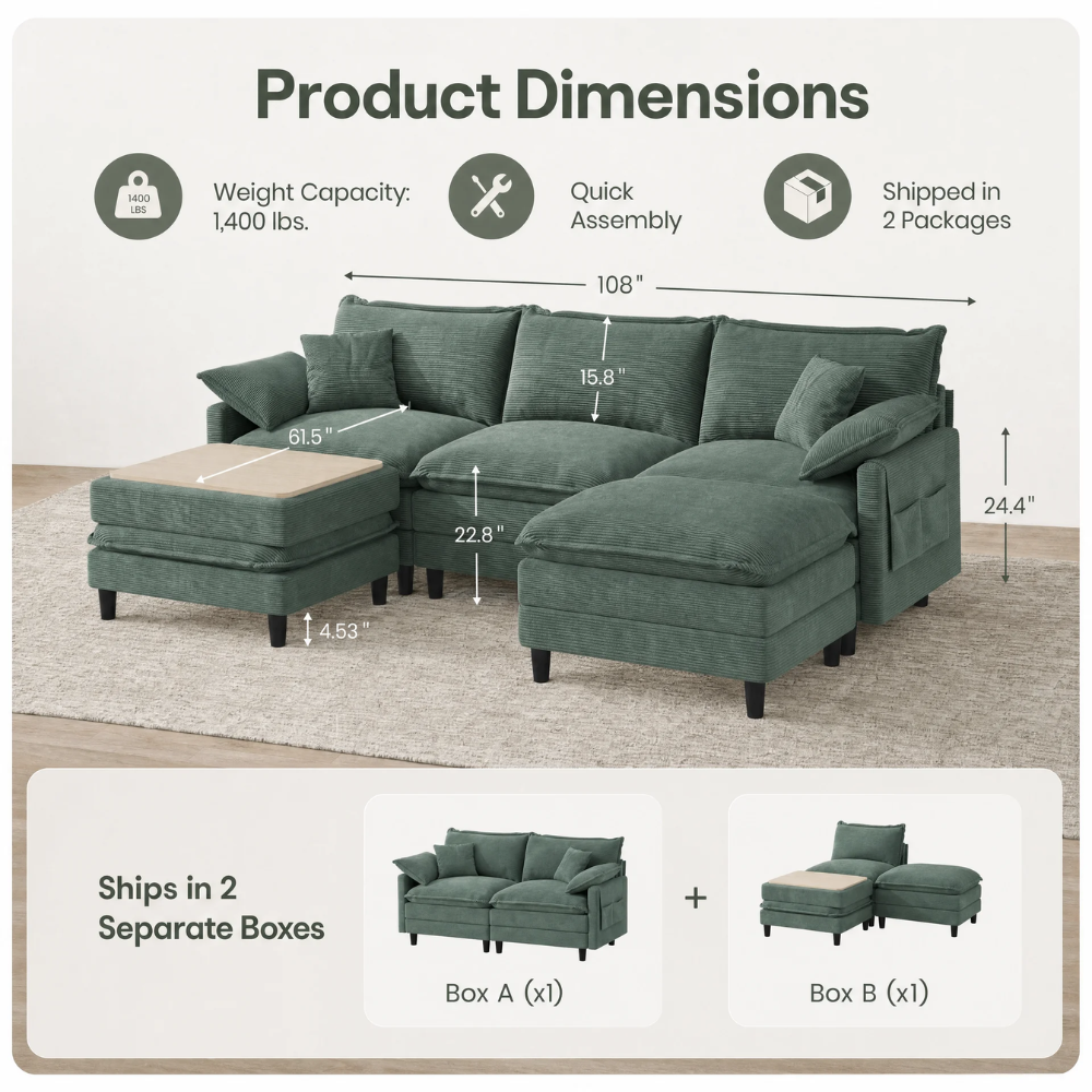 L/U-Shaped Modular Cloud Sofa