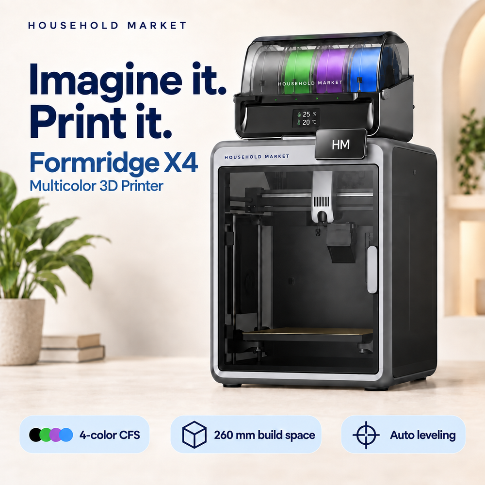 Formridge X4 multicolor 3D printer with one four-slot CFS. Four-color printing, 260 mm build space and automatic leveling.