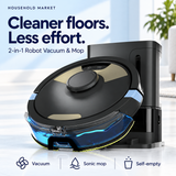 HavenSweep robot vacuum and mop with the blue mopping attachment and self-empty base