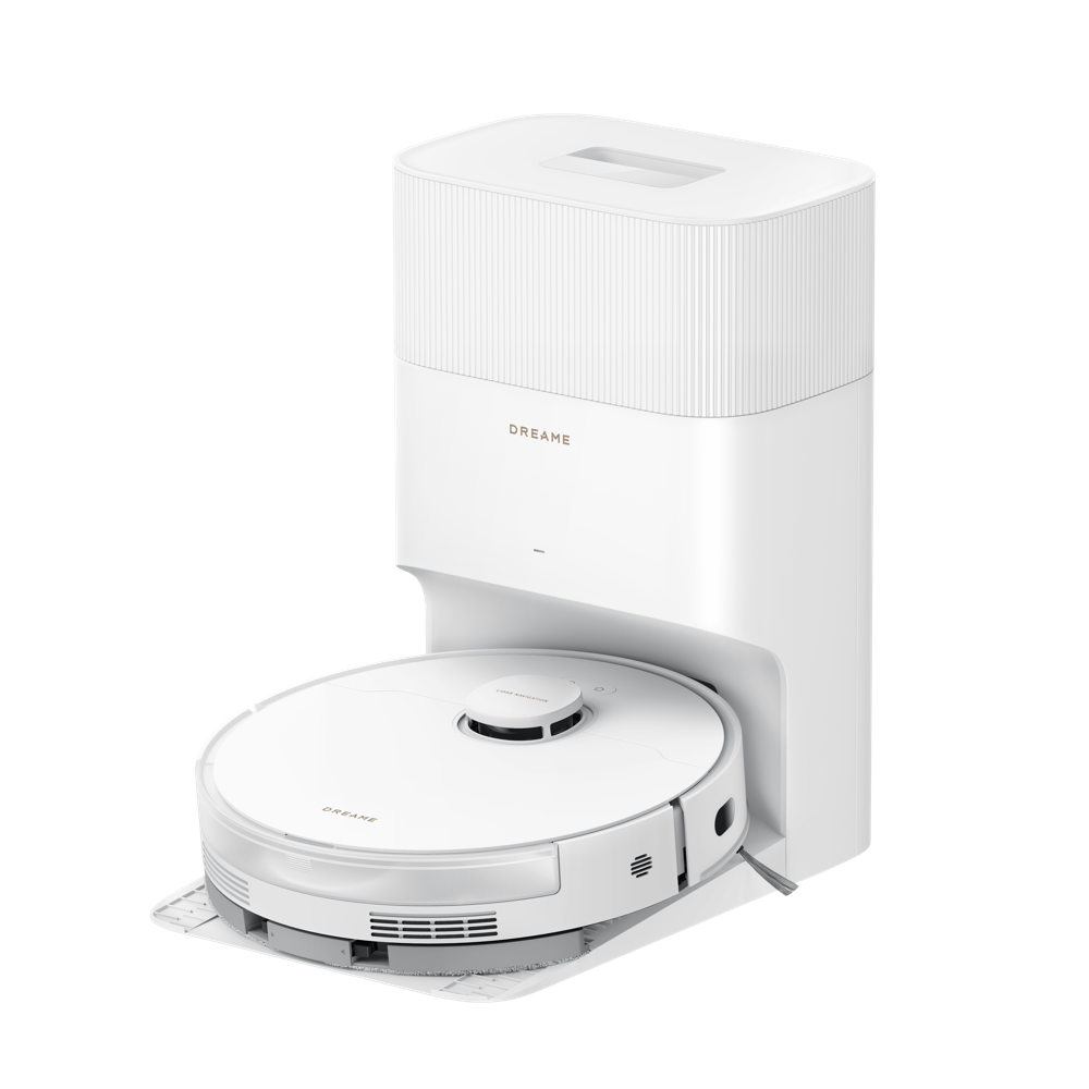 Dreame D20 Plus robot vacuum with its docking station